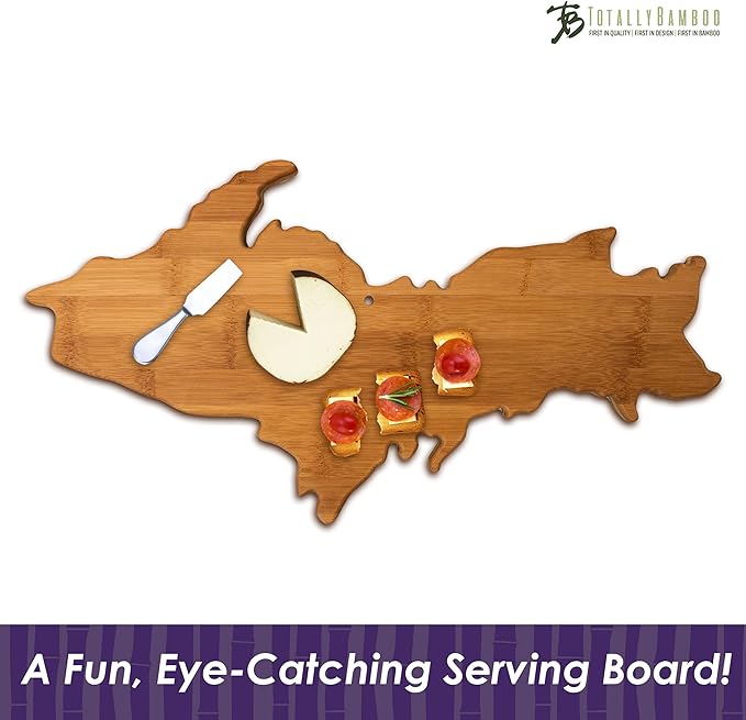 Totally Bamboo Upper Peninsula Shaped Bamboo Serving and Cutting Board