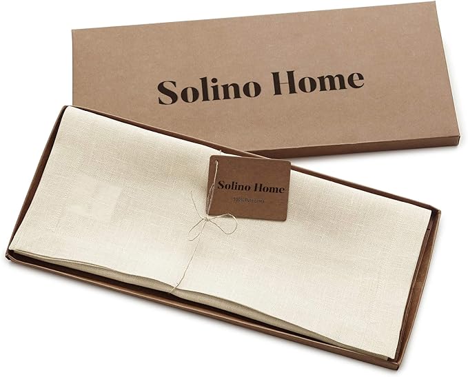 Solino Home Linen Ivory Table Runner 72 Inches Long - 100% Pure Linen 14 x 72 Inch Table Runner for Dining, Christmas, Holiday, New Year - Fete