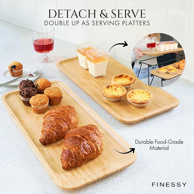 FINESSY 3 Tier Serving Tray for Party Dessert and Appetizer Stand, Wooden Three Tiered Serving Tray Stand & Platter Tower Plate for Food Fruit Cookie Afternoon Tea Hosting, Dessert Table Display Set