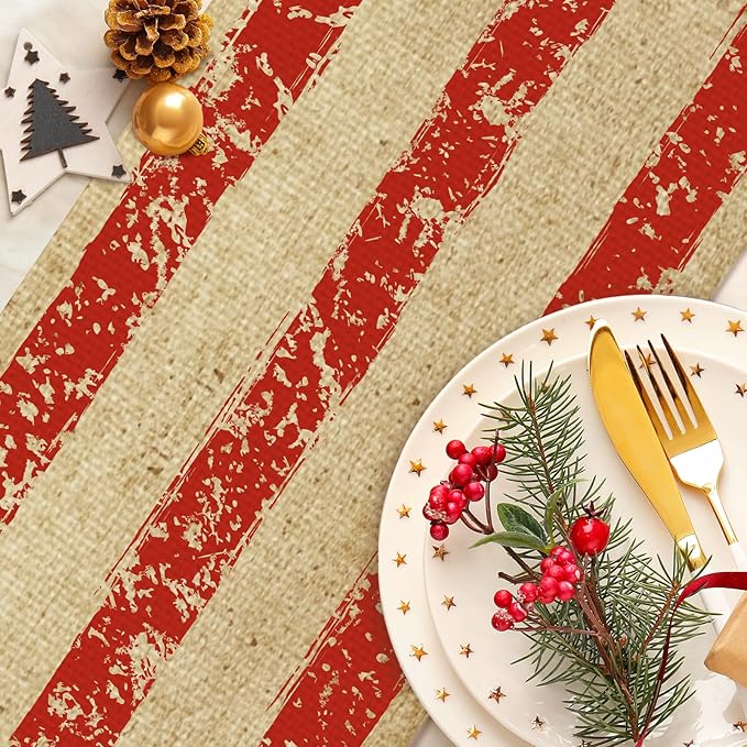 USA Flag 4th of July Table Runner Seasonal Holiday Kitchen Dining Linen Table Decoration for Indoor Outdoor Home Party Decor 13 x 72 Inch