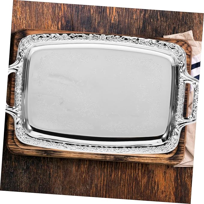 Healifty Elegant Stainless Steel Serving Tray Smooth Design for Fruits Snacks and Appetizers for Parties Family Gatherings and Special Occasions