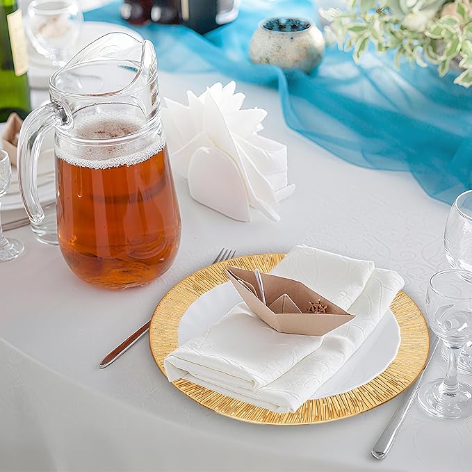 Value Set of 24 Charger Plates, Gold Plastic Dinner Chargers 13 Inch Multi-Use for Holiday Decor Restaurant Catering Special Events
