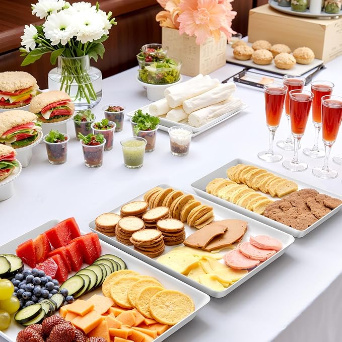 SpaceWhisper 9 Pack Serving Tray, Serving Platters for Snacks, Fruit, Cookies, Dessert, Large Reusable Rectangular Party Platters,3 Pack of 3 Size Set Large 16"*11",Medium 14"*9",Small 12"*7"