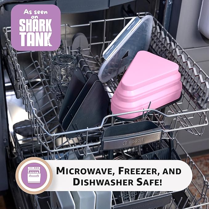 PIZZA PACK The Perfect Reusable Pizza Storage Container with 5 Microwavable Serving Trays - BPA-Free Adjustable Pizza Slice Container to Organize & Save Space, Pink