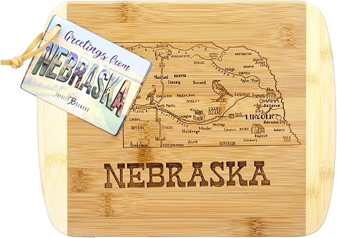 Totally Bamboo A Slice of Life Nebraska State Serving and Cutting Board, 11" x 8.75"
