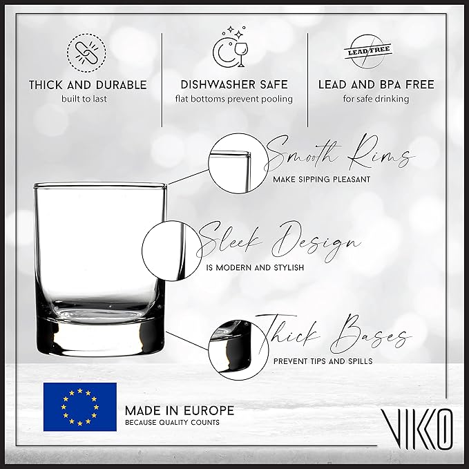 Vikko Juice Glasses 5.2 Ounce, Kids Tasting Glasses, Durable Heavy Base, Set of 12