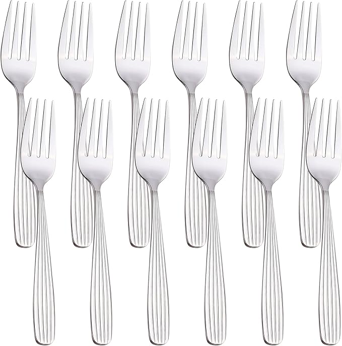 Dinner Forks, Spoons & Dinner knives Set, Food Grade Stainless Steel Silverware Set, Mirror Polished, Dishwasher Safe Flatware Set (12-Pcs, Dinner Forks)