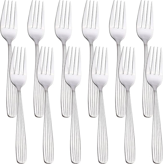 Dinner Forks, Spoons & Dinner knives Set, Food Grade Stainless Steel Silverware Set, Mirror Polished, Dishwasher Safe Flatware Set (12-Pcs, Dinner Forks)