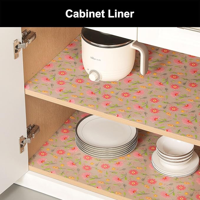 Cooyes Shelf Liner – Premium Non-Adhesive Cabinet & Drawer Liner for Kitchen – Waterproof Shelf Paper with Modern Pattern – Durable EVA Cabinet Mat – Easy to Cut (11.8" W x 236" L)