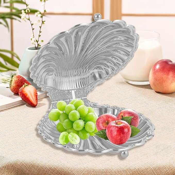 Fruit Bowl Bread Tray Home Fruit Platter Decor Serving Tray for Snacks Salad Dining Table Kitchen Counter Dessert, Silver S