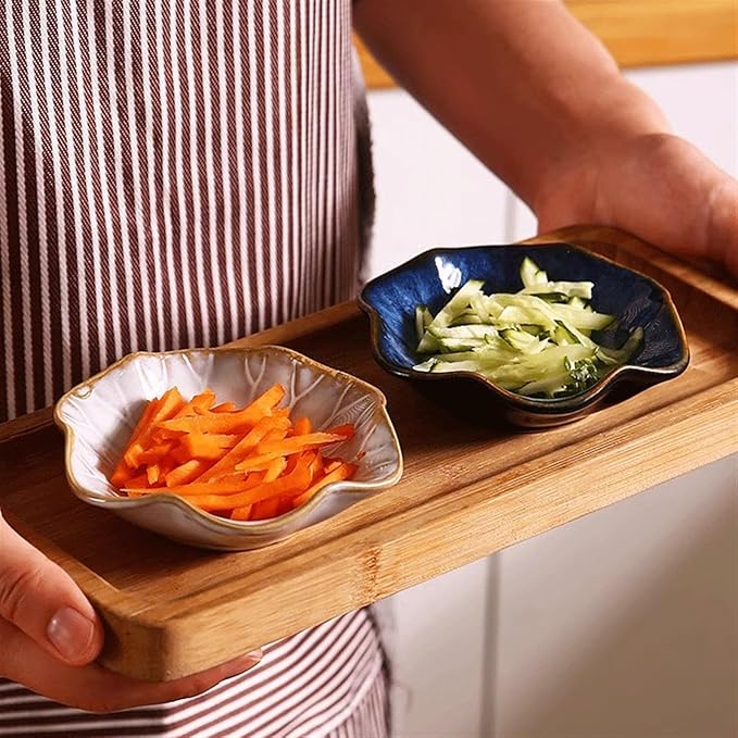 GUERNSEY Snack Bowls 4.4 Inch Ceramic Lotus Plate Sauce Plate Sushi Sauce Snack BBQ Ceramic Plate Dipping Sauce Plate Seasoning Plate Snack & Dip Bowls