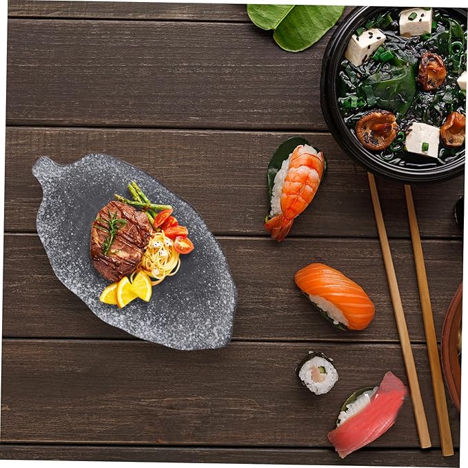 STOBAZA 2pcs Banana Leaf Plate Ceramic Sauce Plate Snack Dish for Home Restaurant