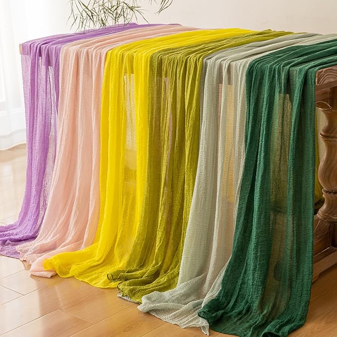 Keketoarrange Emerald Green St. Patrick's Day Table Runner Cheesecloth Gauze 120 Inch 10 FT Rustic Boho Cheese Cloth Decor for Wedding Baby Bridal Shower Sheer Vintage Spring Easter Home Decorations