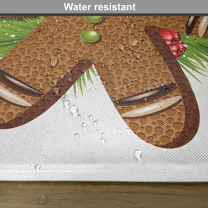Ambesonne Gingerbread Man Place Mats Set of 4, Tasty Pastry on Coniferous Branches Candy Cane and Holly Berry, Washable Fabric Placemats for Dining Table, Standard Size, Brown and Green