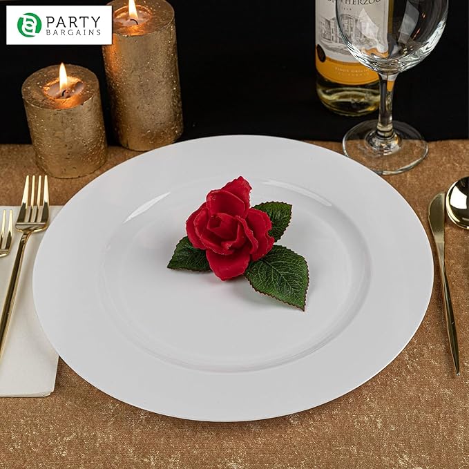 PARTY BARGAINS 13-Inch Charger Plates - 4 Pack, White, Heavy-Duty Disposable Chargers for Elegant Dining - Ideal for Weddings and Formal Events
