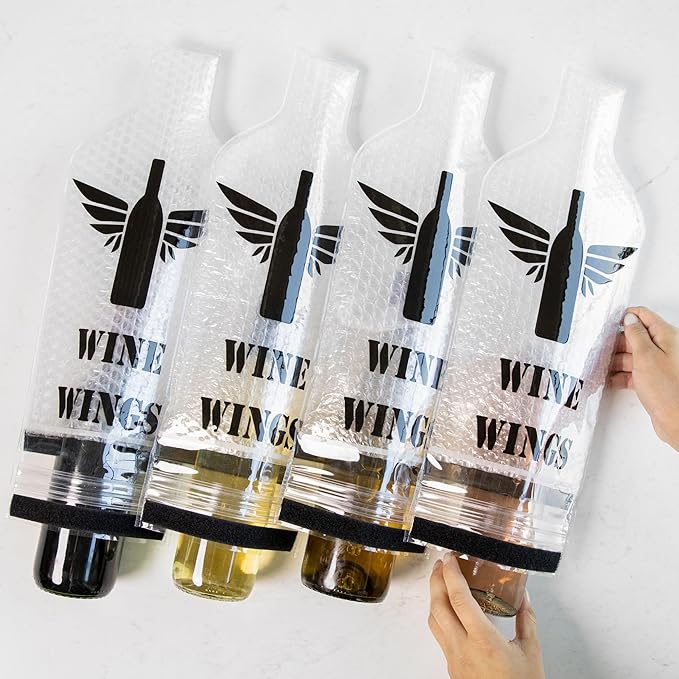 UPGRADED 4 Pack [8 pcs] Reusable Wine Bags for Travel, Leakproof Wine Bottle Protector Sleeves Carrier, Suitcase Airplane Cruise Car, Alcohol Liquor Case