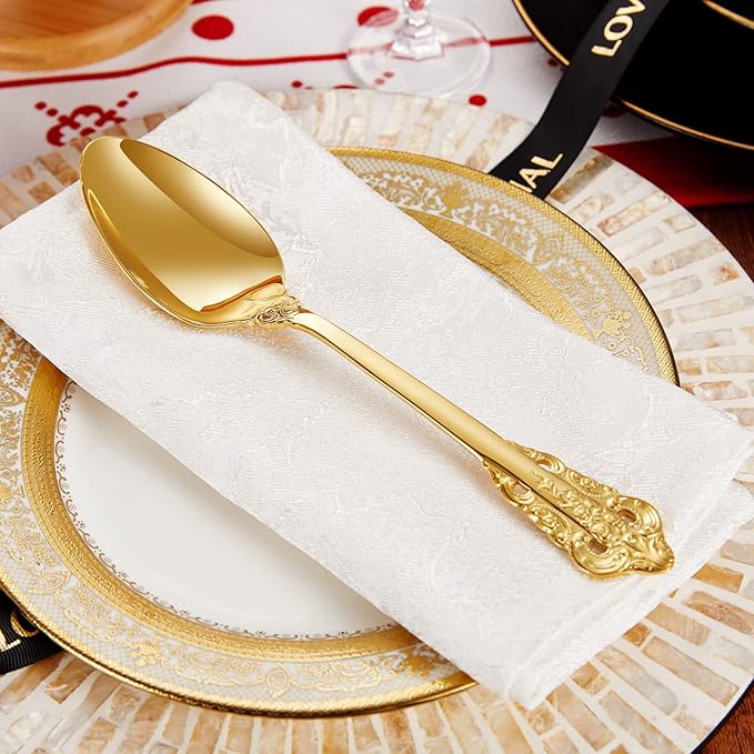 KEAWELL Gorgeous 5-Piece 18/10 Stainless Steel Hostess Serving Utensil Set, Dishwasher Safe (Gold)
