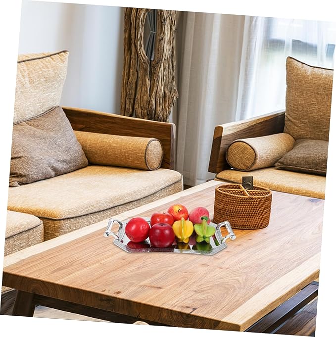 UPKOCH Silver Serving Tray Handles Vintage European Appetizer Platter Multi-Functional Dish for Parties Snacks and Fruits Decorative Tray