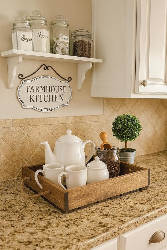Antique Style Wooden Serving Tray