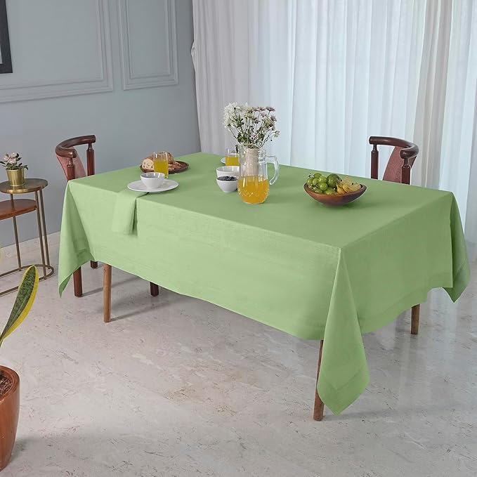 D'Moksha Homes Sage Green Linen Tablecloth 54 x 72 Inch - 100% Pure Linen Tablecloth for Rectangle Tables - Machine Washable Table Cloth for Winter, Christmas, Holiday, New Year
