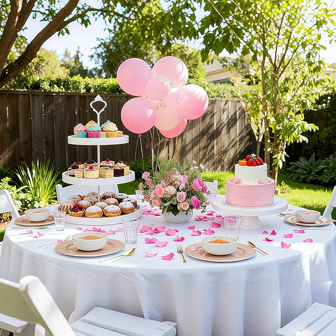 7 Pcs Wood Dessert Table Display Set Wooden 3 Tie Cupcake Stands Rustic Round Cake Stand Wood Dessert Serving Trays for Christmas Party Baby Shower Wedding Birthday(White)