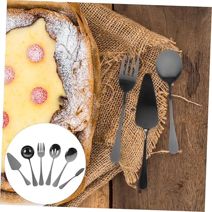 Zerodeko Heavy Duty Silverware Set Serving Spoon Fork Cutter Reusable Cutlery Set Kitchen Utensil