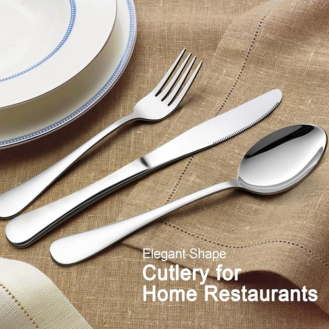 HaWare 48 Pieces Silverware Set with Serving Utensils, Stainless Steel Fancy Flatware Cutlery Set for 8, Traditional Elegant Style Tableware Eating Utensils, Mirror Polished & Dishwasher Safe