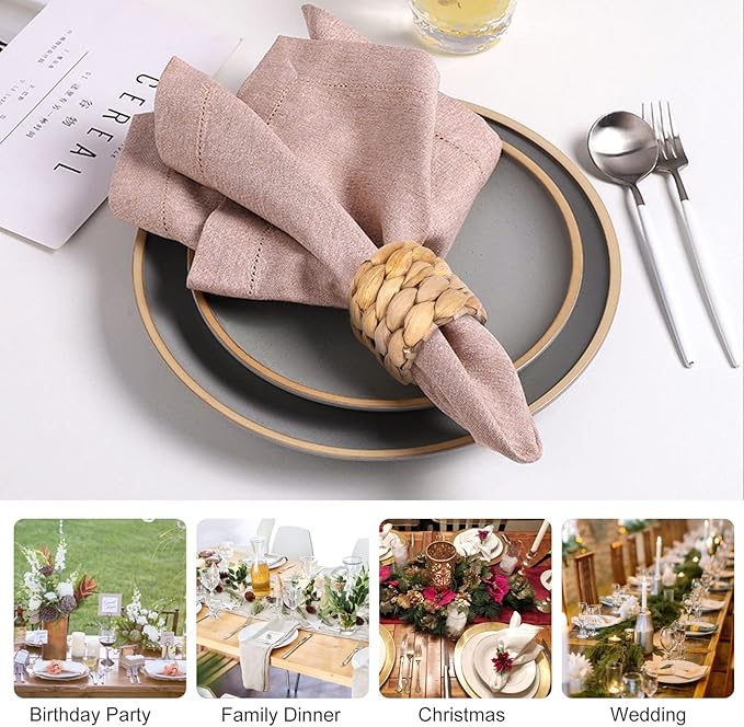 APTWOW Rustic Napkin Rings Set of 12, Hand-Woven Farmhouse Fall Napkin Rings, Holiday Party, Christmas, New Year Eve, Thanksgiving Dinnerware, Easter Napkins Rings
