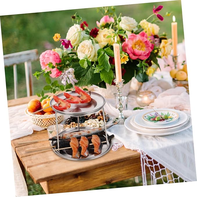 Generic Stainless Steel Seafood Tray Set Cupcake Holder Party Seafood Stand Dessert Holder Appetizer Serving Tray Party Serving Tray Cake Display Stand Silver