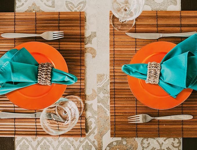 50 Pcs Orange Charger Plates Round Charger Plates13 Inch Bulk Wedding Dinner Elegant Reusable Plastic Chargers Plates Wedding Holiday Party Baby Shower Event Decoration (Orange)