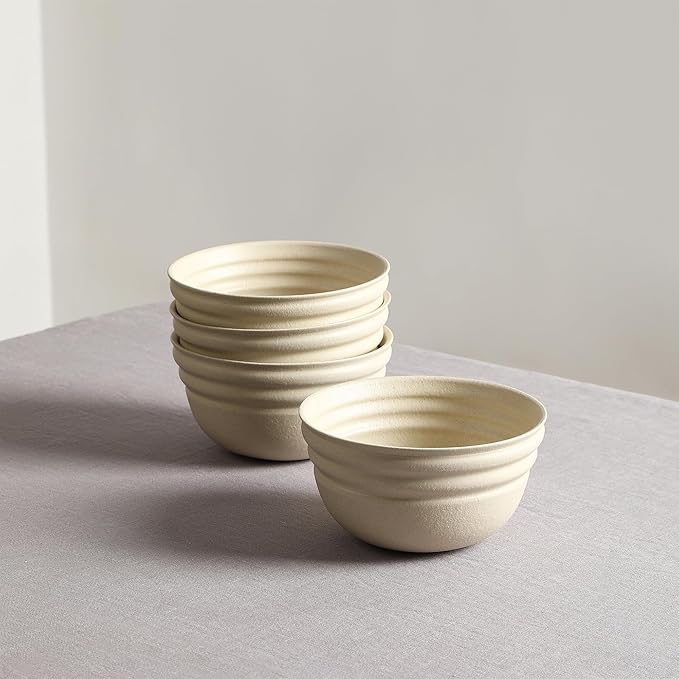 Stone Lain Zen Stoneware 12-Piece Dinnerware Set, Service for 4, Beige, Includes Salad -, Dinner Plates & Bowls, Textured Sand Finish, Microwave & Dishwasher Safe
