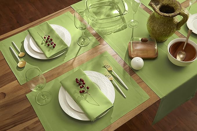 Solino Home Apple Green Cotton Linen Napkins Set of 4 - Machine Washable Dinner Napkins 20 x 20 Inch - Dru