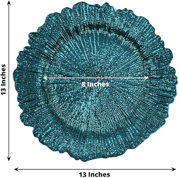 13" Charger Plates - Set of 24 - Acrylic Teal Round Reef Disposable Chargers, Ideal for Dinner Party Wedding Holiday Bulk Events