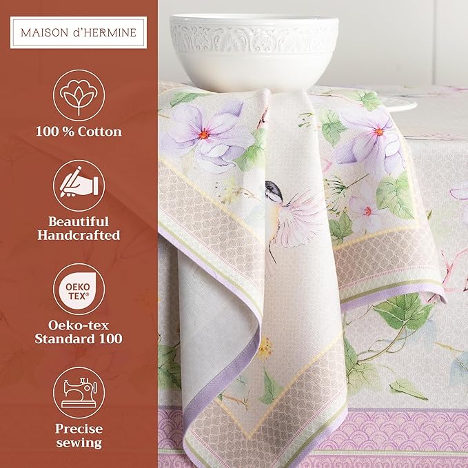 Maison d' Hermine Cloth Napkins Set of 4 100% Cotton Everyday Reusable Square Napkins Cloth Washable, Dinner, Party, Wedding, Restaurant, Spring/Summer (Magnolia Mornings, 20" x 20")