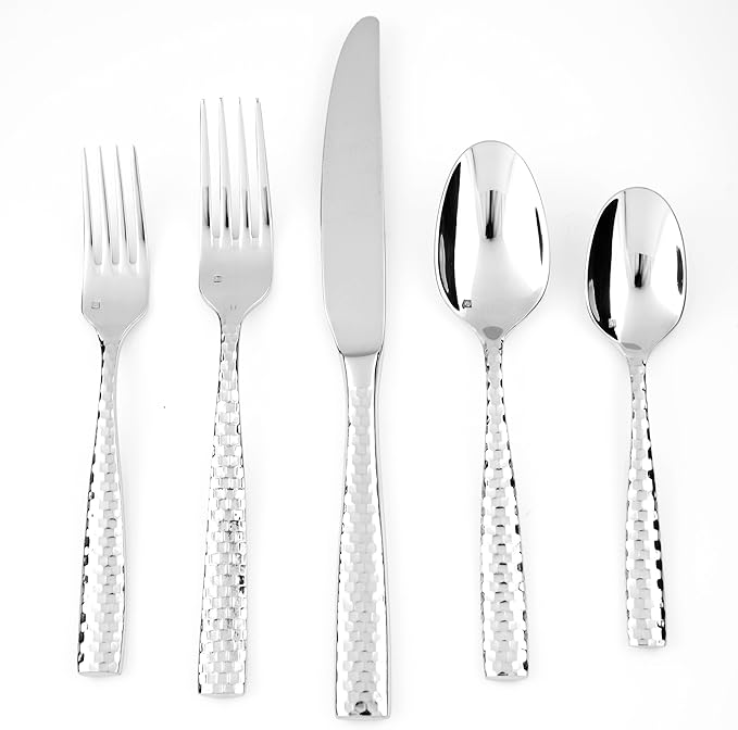 Fortessa Lucca Faceted 18/10 Stainless Steel Flatware Espresso Spoon, Set of 12