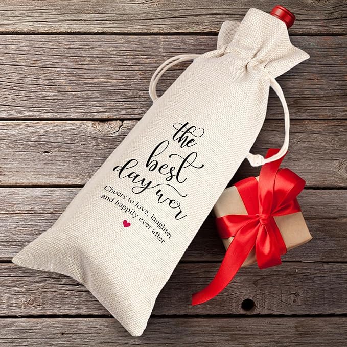 Engagement Wine Bag,Engagement Gifts for Couples,Personalized Engaged Wine Bag,Mr and Mrs Marriage Wedding Gifts, the Best Day