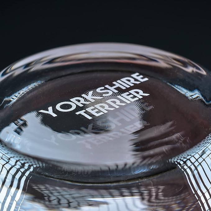 Yorkshire Terrier Stemless Wine Glasses (Set of 2) - Unique Gift for Dog Lovers - Hand Etched with Breed Name on Bottom