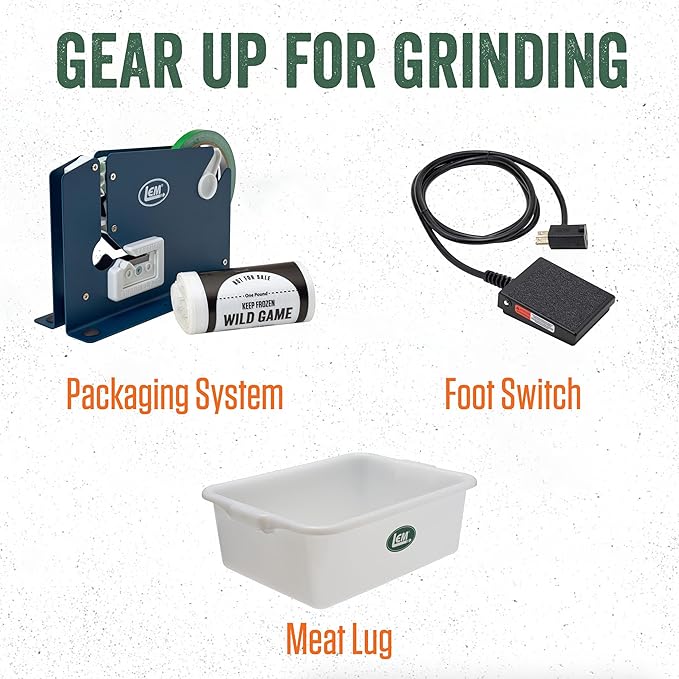 LEM Products BigBite #32 Meat Grinder, 1.5 HP Stainless Steel Electric Meat Grinder Machine, Ideal for Professional Use
