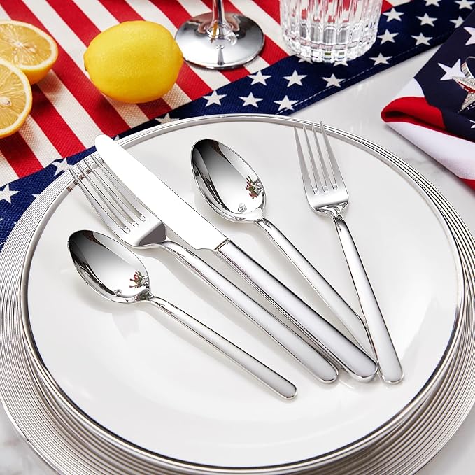 KEAWELL Premium Lucent 4-Piece 7.4 inch Spoon Set – 18/10 Stainless Steel Silverware with Mirror Polish, Dishwasher Safe for Table Setting and Entertaining (4, Dinner Spoons)