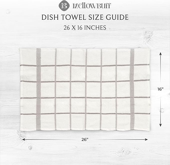 100% Cotton Terry Dish Towels, 4 Pack 16 x26 Inches, Super Soft and Absorbent Kitchen Towels, Perfect for Kitchen Cleaning and Dish Washing | Light Gray