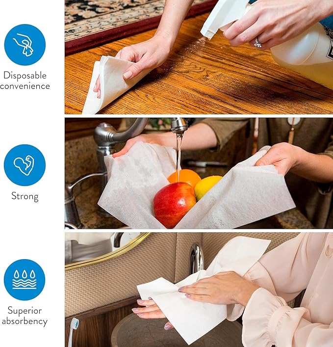 AMERICAN HOMESTEAD Disposable Hand Towels for Bathroom - White Linen-Like Guest Napkins - Ideal Paper Dinner Napkins or Bathroom Towels for Guests - 540 Count - Smooth - 15.5" x 12"