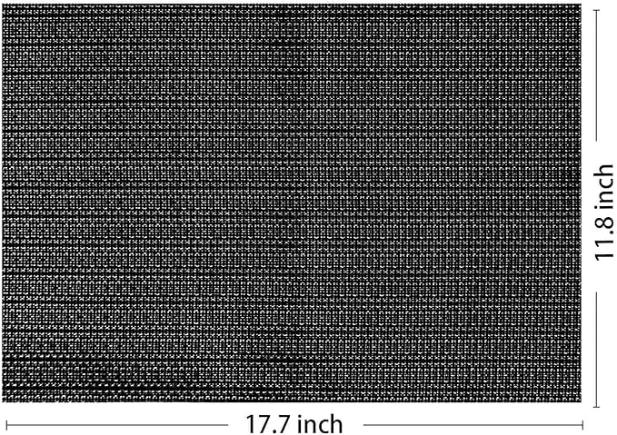 AHHFSMEI Placemats for Dining Table Set of 6 Woven Vinyl Plastic Place Mats Non-Slip Heat Insulation Stain Resistant Table Mats Washable Easy Clean Placemats (Black Silver)