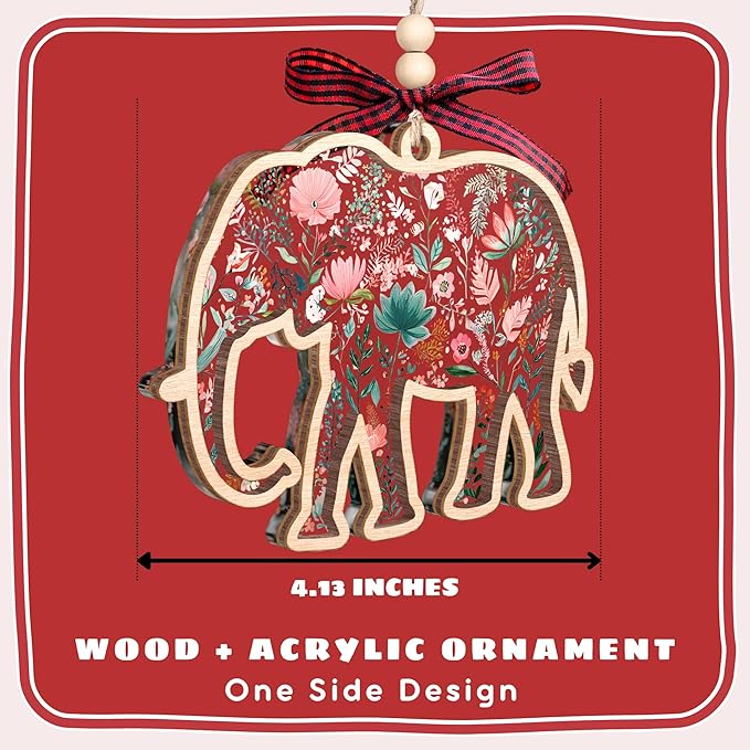 Elephant Ornaments - Elephant Gifts for Women - Best Friend Friendship Gifts for Women - Sisterhood, Friendship Ornament - Friends Gift for Christmas - Wood Acrylic Ornament & Card