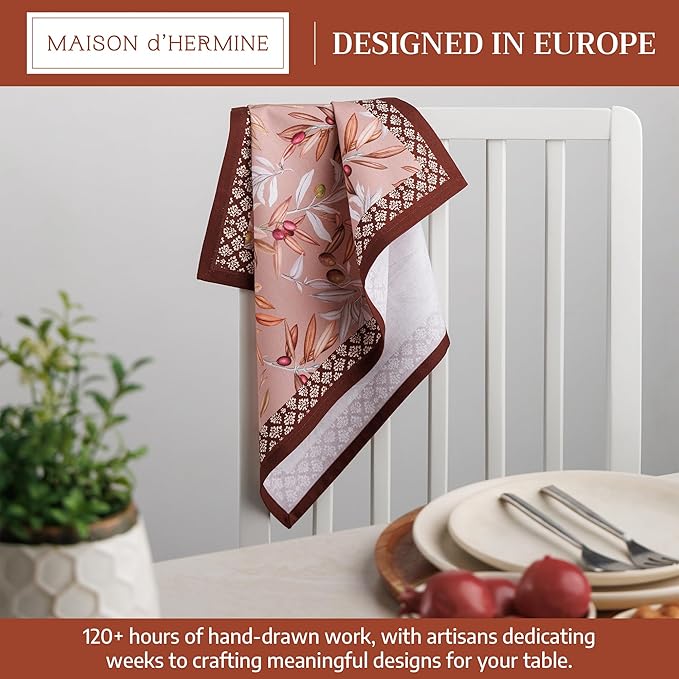Maison d' Hermine Cloth Napkins Set of 4 100% Cotton Soft & Durable Everyday Reusable Square Napkins Cloth Washable, Dinner, Cocktail Party, Wedding, Restaurant (Nyons, 18" x 18")