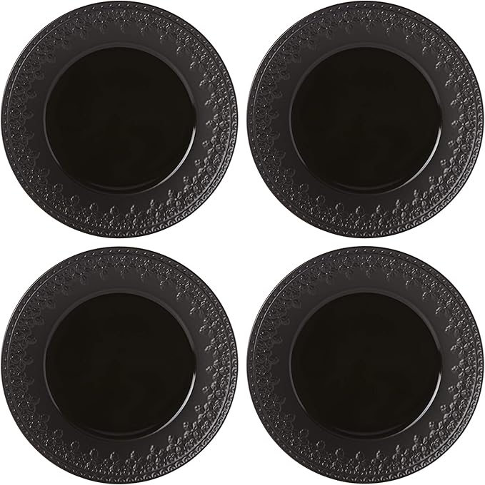 Lenox 888916 Chelse Muse Fleur Matte Black 4Pc Accent Plate Set