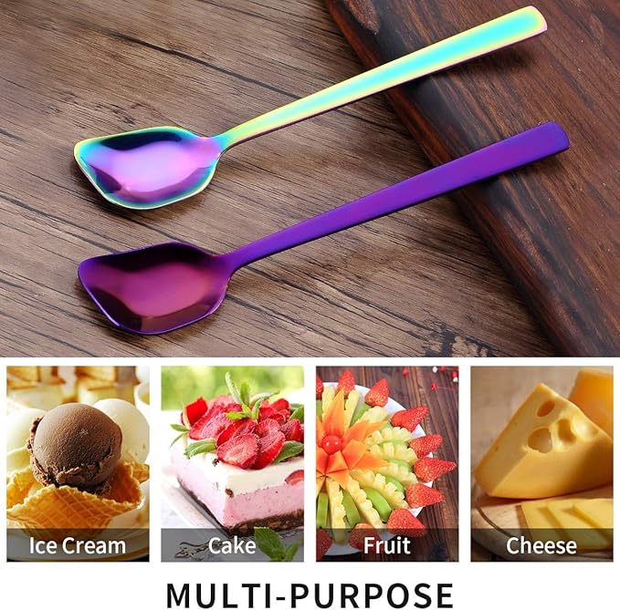Nirosta Yogurt Spoon, Stainless Steel Gelato/ Ice Cream Spoon, Fruit Spoon, Dessert Spoon, 6.4-inch, Set of 6