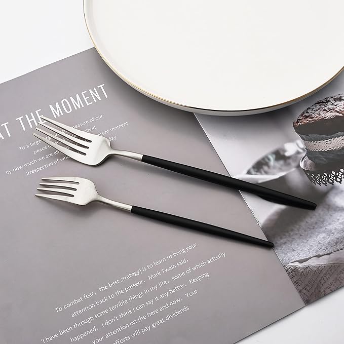 Flatware Set 18/10 Stainless Steel Matte Silver - Kitchen Utensil Serving Set of Dinner Fork Knife Spoons Salad Fork Dessert Spoon,20 Piece Set of 4, for Home Kitchen Hotel