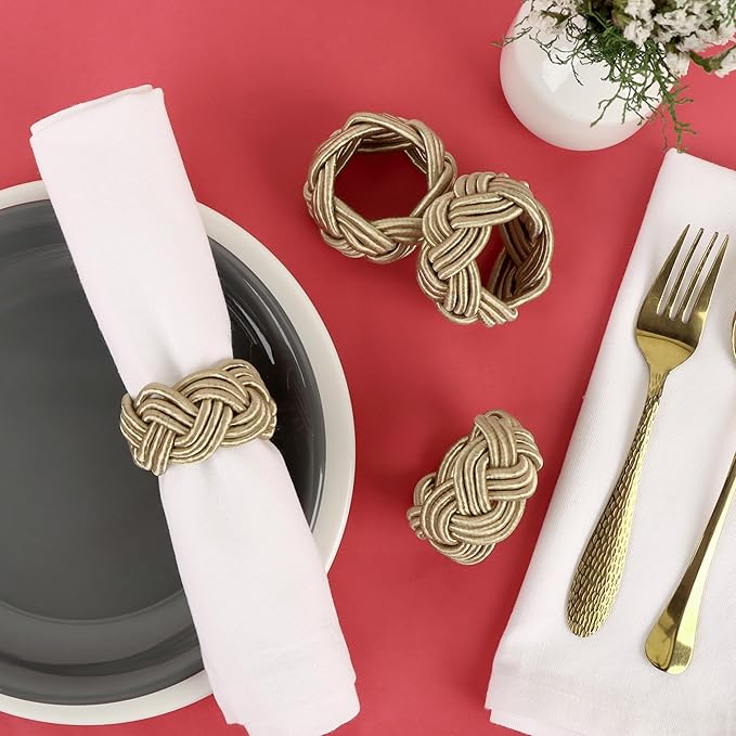 Napkin Rings Set of 12 for Dinner Parties, Weddings Receptions, Family Gatherings, or Everyday Use - Set Your Style with Daily Use Table Décor Accessories - Oat Brown