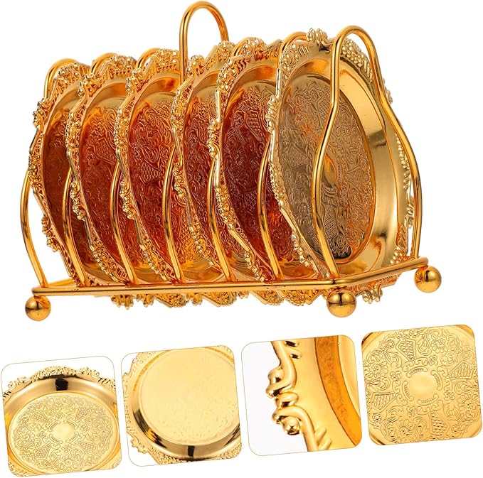 1 Set Elegant Golden Food Serving Dish Rack Plates for Snacks Fruits Appetizers for Weddings Parties Home Decoration Daily Use Storage Tray