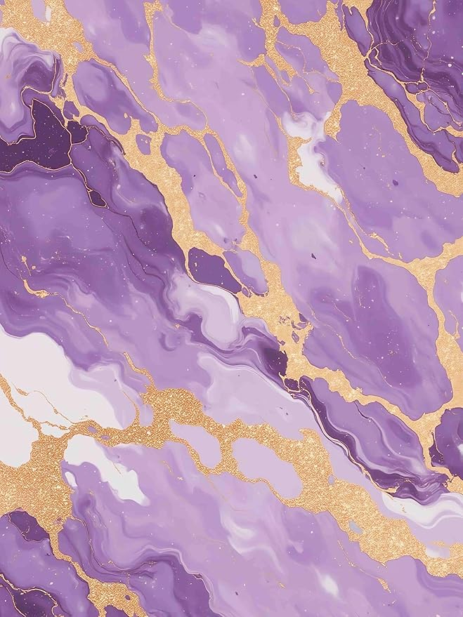 Art Aesthetic Deco Purple Gold Modern Abstract Marble Texture Design Home Office Rugs 2x6 for Living Room Bedroom Dining Room Soft Anti Slip Thick Area Rug Nursery Dorm Kitchen Unique Funky Carpet